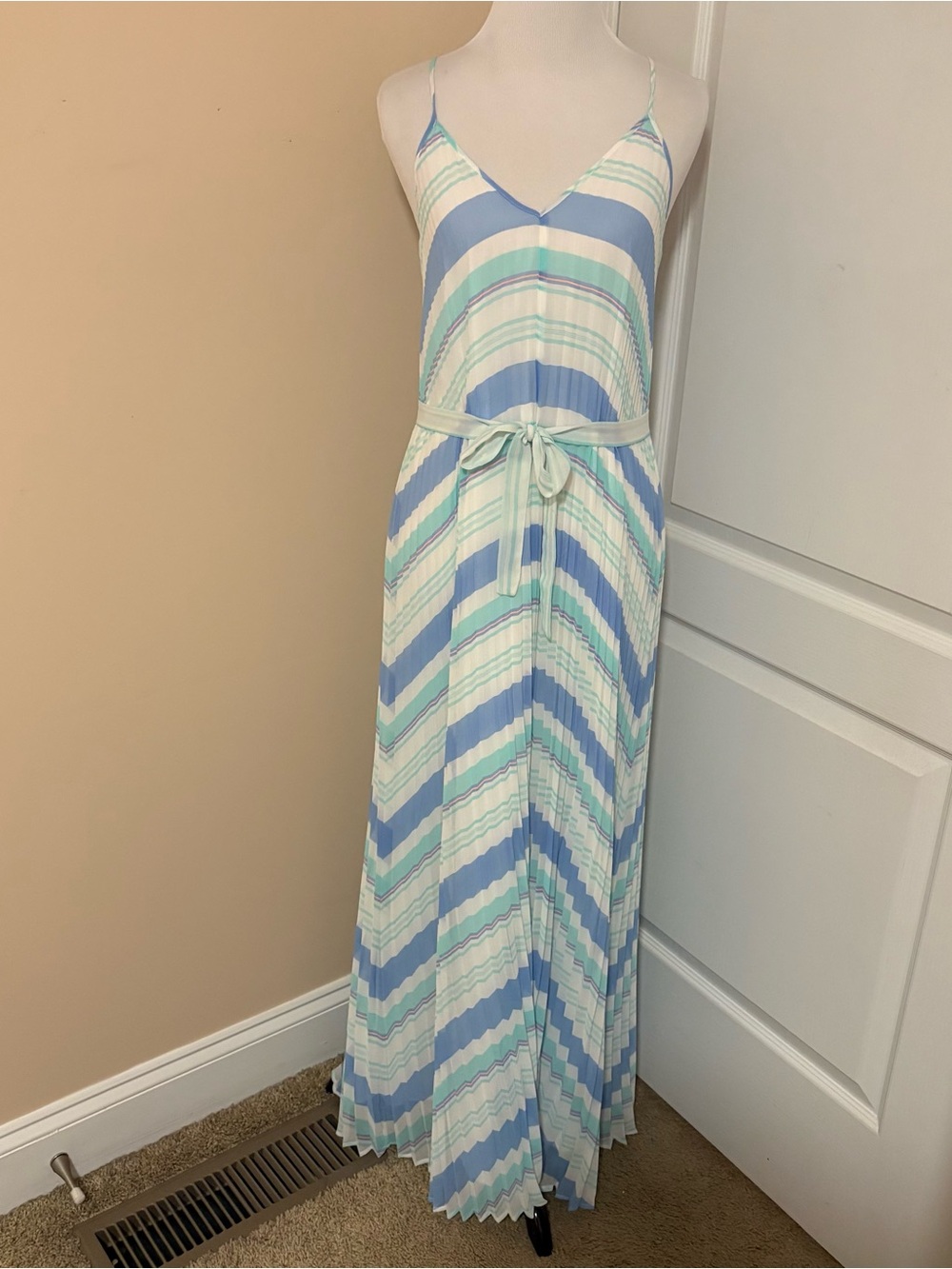 Victoria’s Secret colorful pleated maxi dress with sash